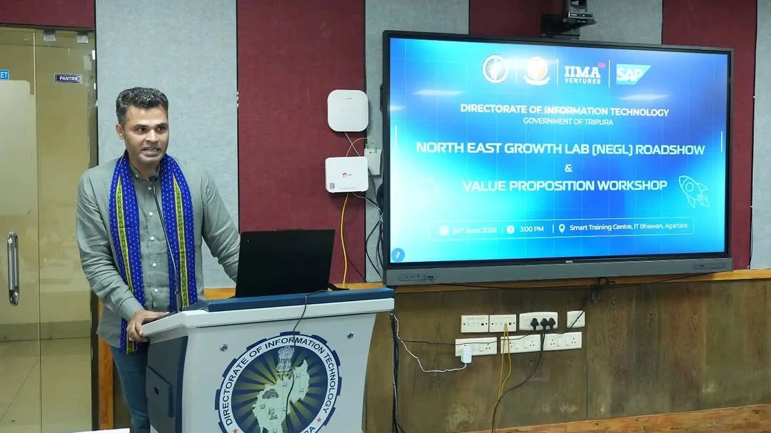 Abhimanyu Saxena is addressing the North East Growth Lab Roadshow