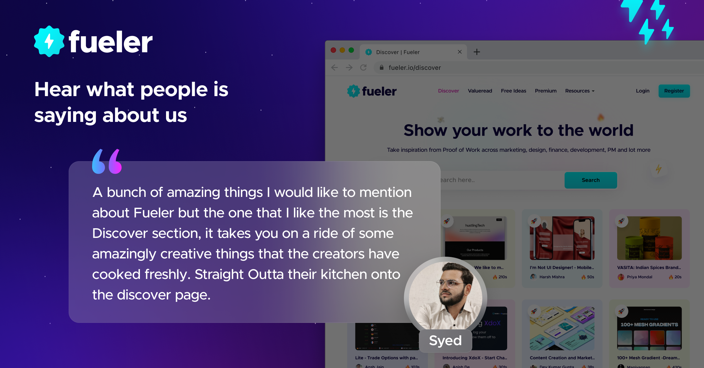 Syed shared kind word about Fueler || https://fueler.io/ali.designs
