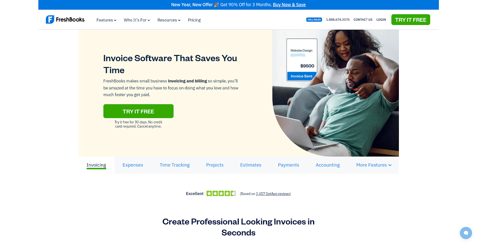 FreshBooks Invoicing software Website