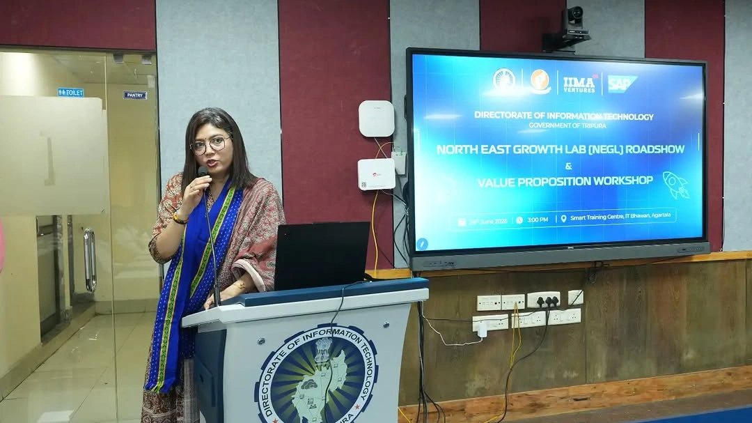 Gayatri Baruah is addressing the North East Growth Lab Roadshow