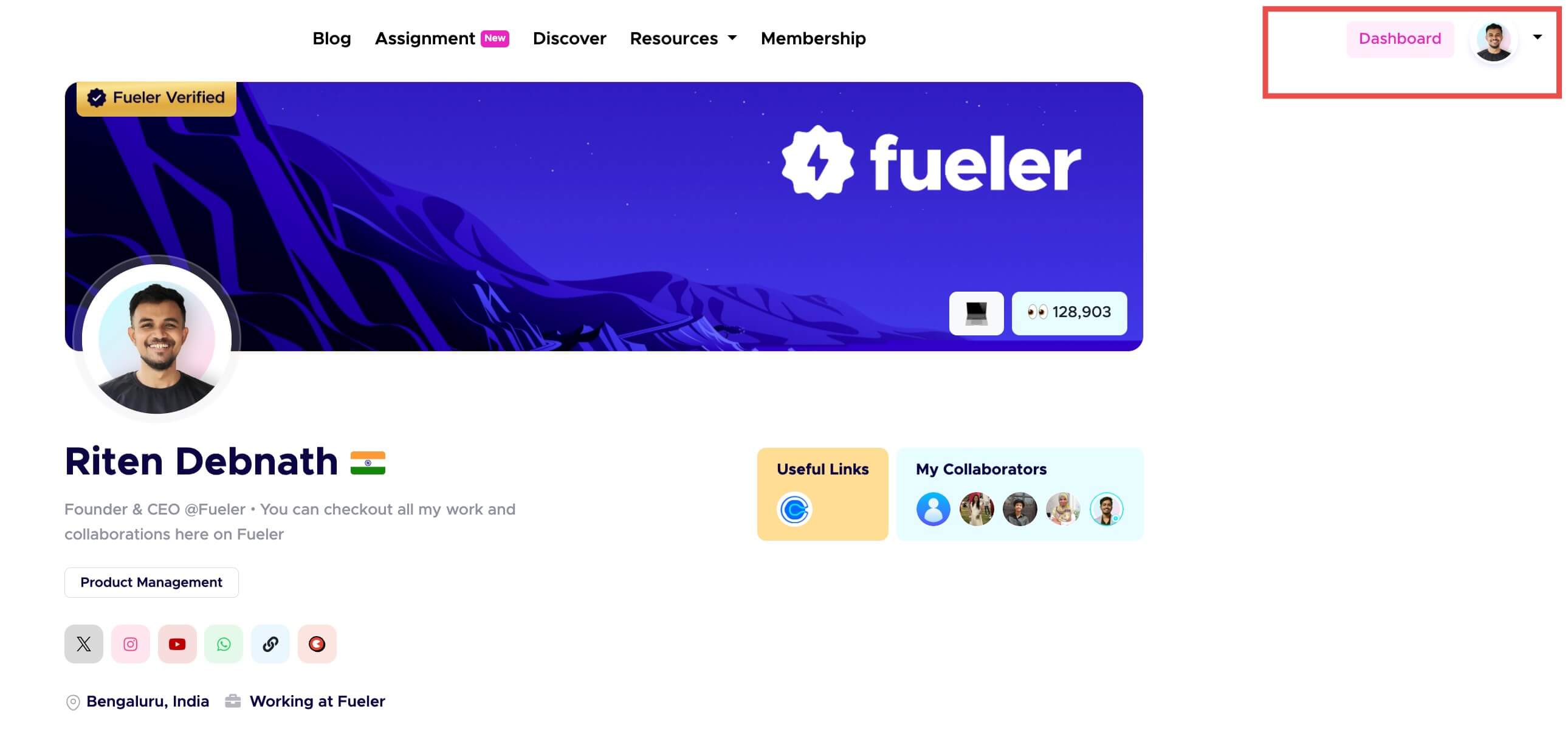 Visual Representation of Fueler Dashboard
